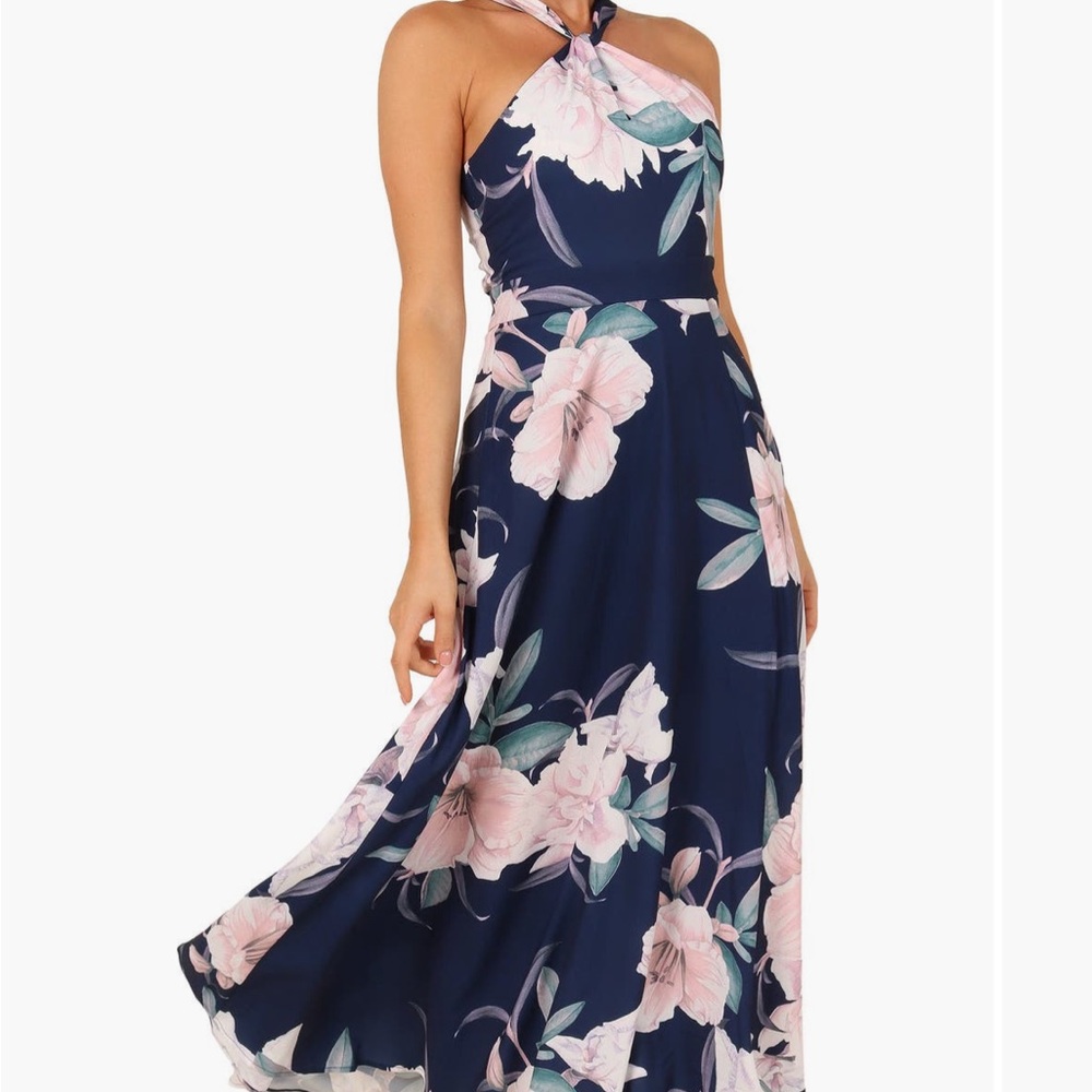 Floral Halter Neck Maxi Dress